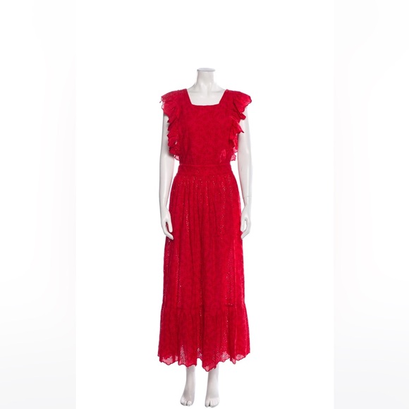THE GREAT. Dresses & Skirts - THE GREAT red Square Neckline Long Dress
